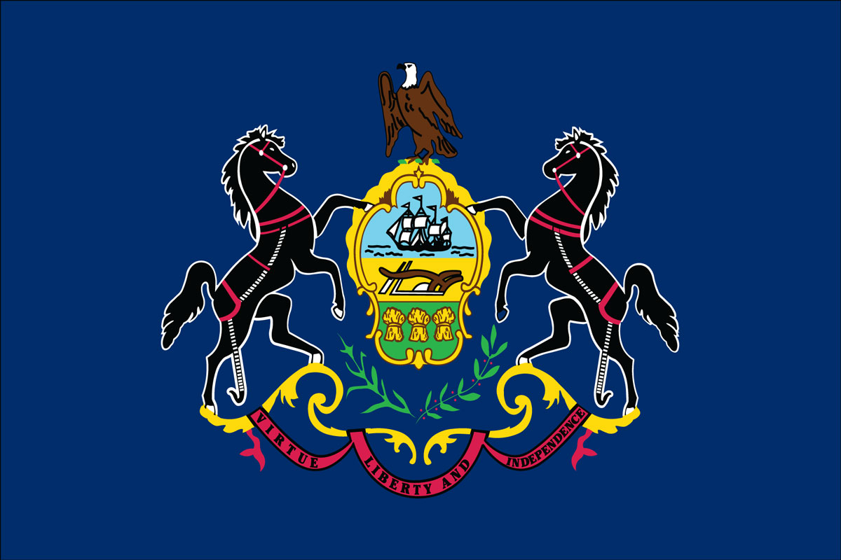 12x18" Nylon flag of State of Pennsylvania